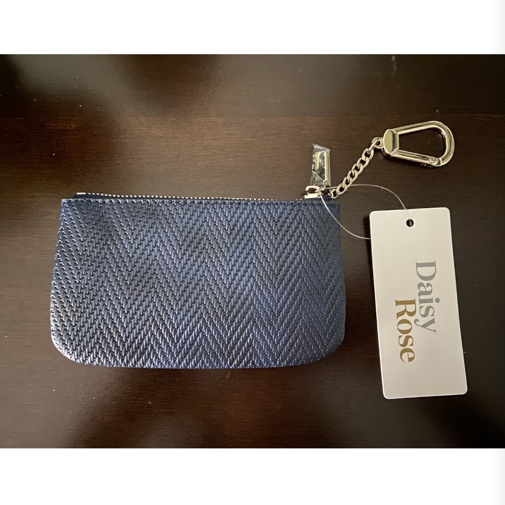 Daisy Rose Wallet Keychain Pouch & Coin Purse with Clasp Blue Braid
